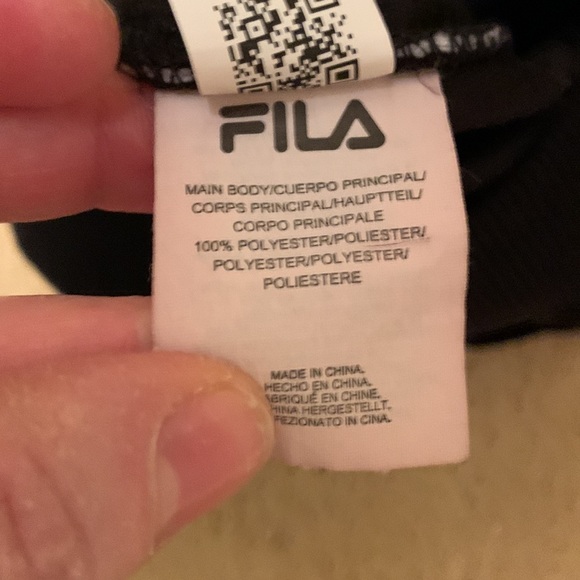 Fila Black Velour Joggers with red logo and white contrast trim NWOT - Picture 11 of 12